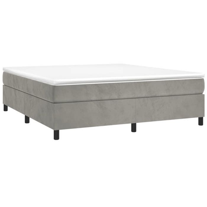 Cama de madera gris de 200 x 200 cm - Carga máxima 150 kg - Estructura de cama de muelles gris claro de 200 x 200 cm, terciopelo 005_605885