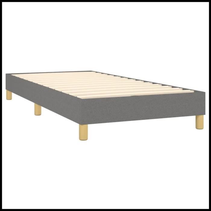 Base letto a molle KEENSO - 90x190 cm - Tessuto grigio scuro - Facile da montare