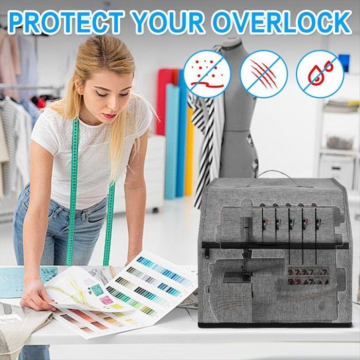 Housse de Machine à Surjeter avec Poches pour le Rangement, Housse Anti-Poussière pour Machine à Coudre pour la Plupart des
