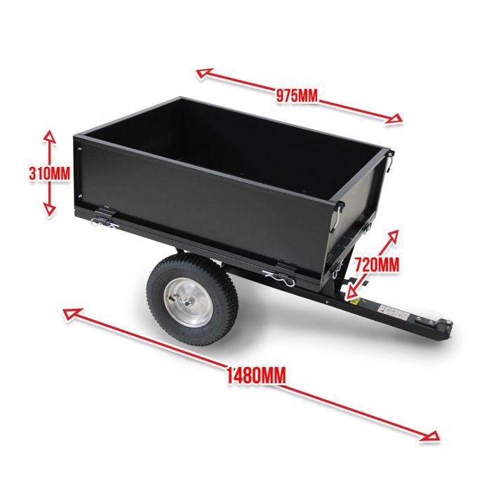 Trailer for lawn tractor with tipping bed - max load 225kg.