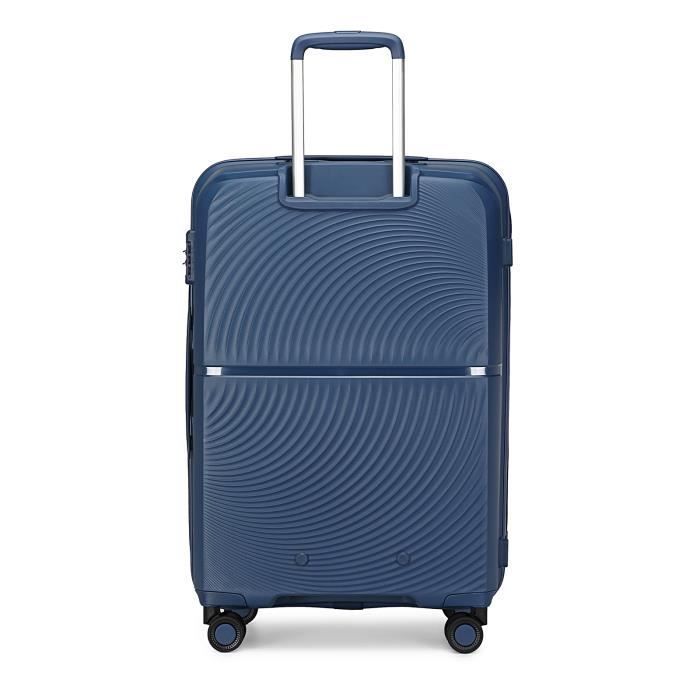British Traveller Valise Cabine Rigide 55x40x22cm Valise en Polypropylène avec 4 Roulettes, Serrure TSA et Poignée Réglable, Marine