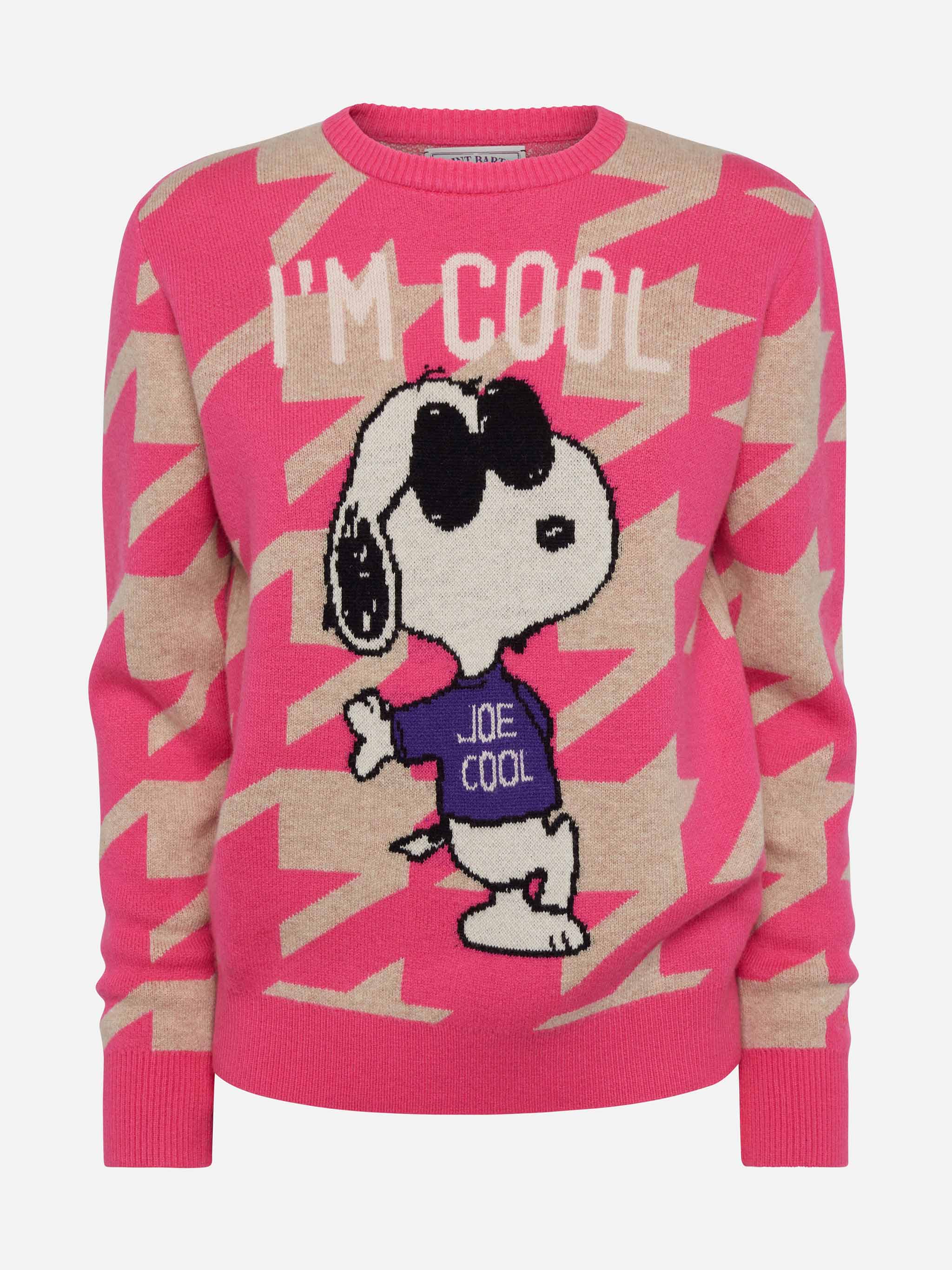New Queen damestrui met pied-de-poulepatroon en Snoopy-jacquard