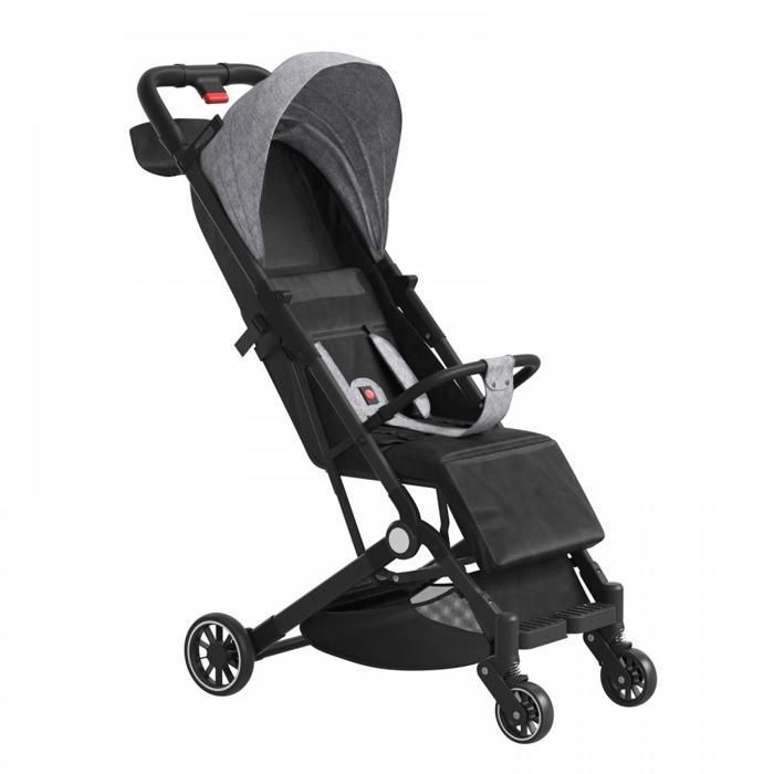 Compact Stroller, Baby up to 22 kg, Ultra Lightweight, Automatic Folding, Reclining Backrest, Cabin Size, Grey