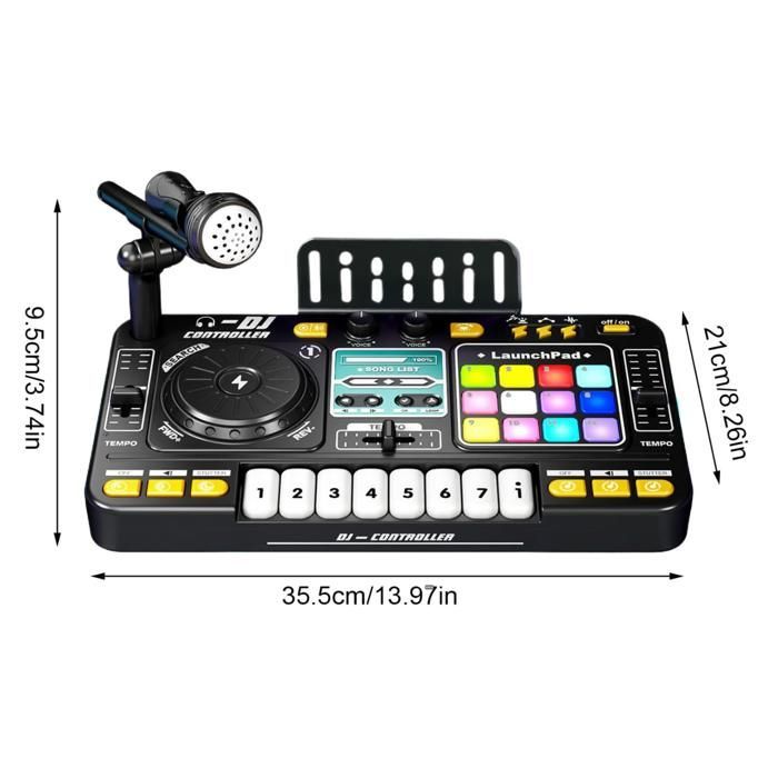 Kids DJ Mixer, Kids DJ Turntable with Light and Keyboard, Interactive Musical Toy, Learning to Imitate Musical Instruments
