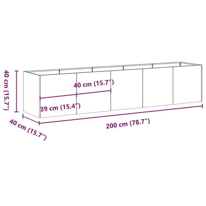 vidaXL Maceta oxidada 200x40x40 cm Acero inoxidable, Maceta, Soporte para plantas, Cama elevada, Soporte 860688