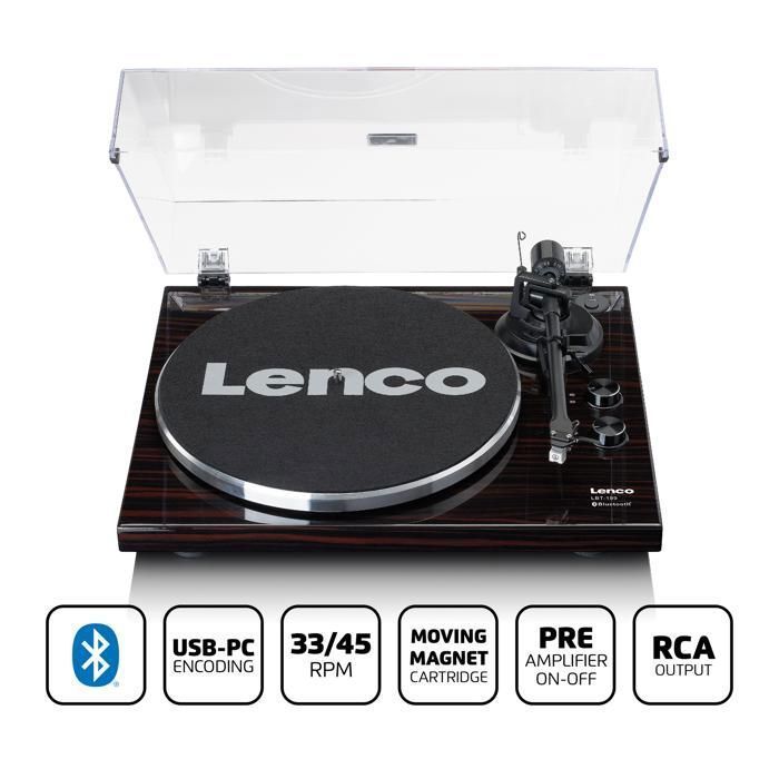 Lenco LBT-189WA - Giradischi con trasmissione Bluetooth®, marrone scuro