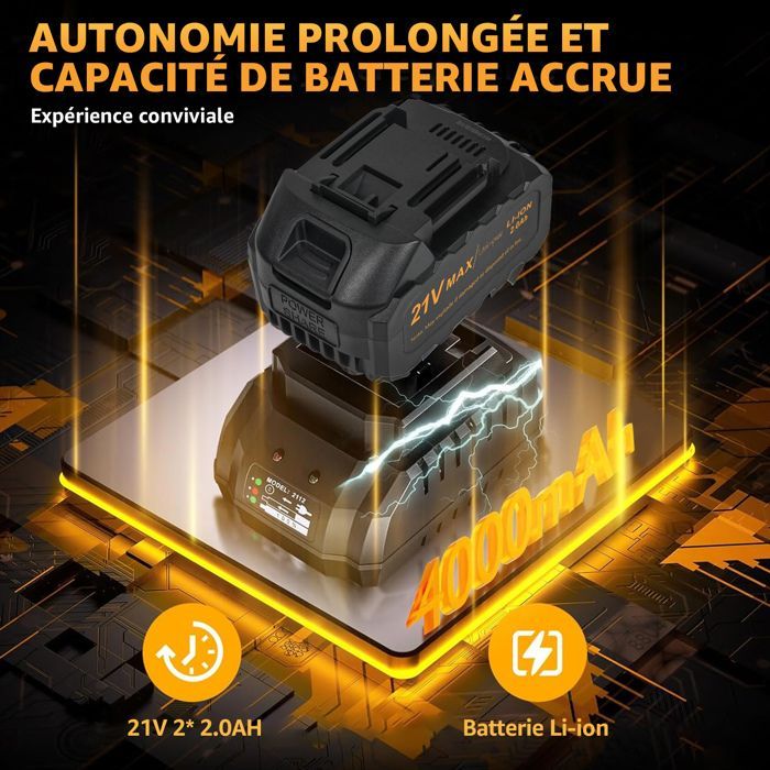 Clé à choc sans fil - LIFEIMPREE - MLW003 - 1000 Nm - Moteur Brushless - 2 Batteries 2Ah