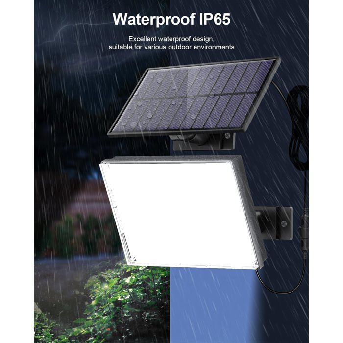 Lámpara solar de exterior con 172 LED, 3 modos, sensor de movimiento y clasificación IP65 (luz blanca fría).