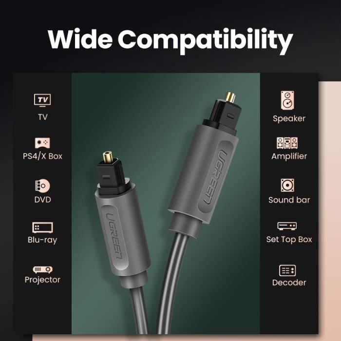 Cable de audio óptico - SNAKIOX - 2M - Toslink - Fibra óptica - Alta calidad