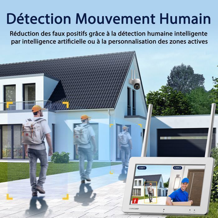 Kit di telecamere di sicurezza wireless WiFi per esterni CAMCAMP, NVR touchscreen da 7