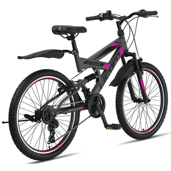 Licorne Bike VTT 26 Pouces Premium – Vélo Tout-Terrain Polyvalent pour Ville et Nature, (Anthracite/Rose 26)