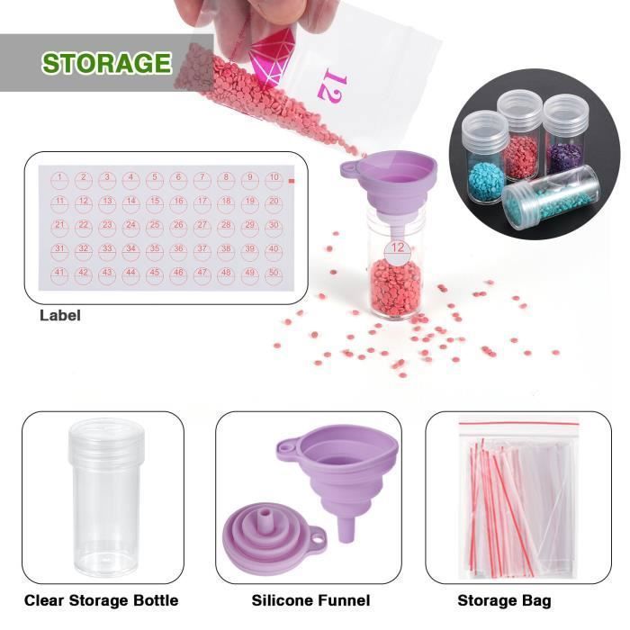 Caixa organizadora para pintura com diamantes com 60 compartimentos, ideal para guardar miçangas e acessórios de bordado.