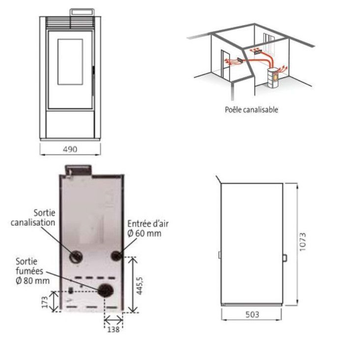 Estufa de pellets con conducto INTERSTOVES MARINA 14C