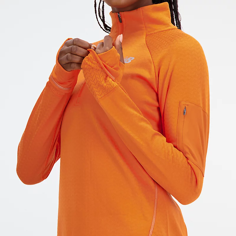 Women's NB Heat Grid Half Zip Sweatshirt - CAYENNE