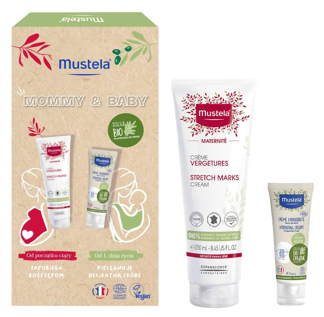 Mustela Maternite Zestaw Mommy & Baby (Krem na rozstępy + BIOKrem nawilżający )