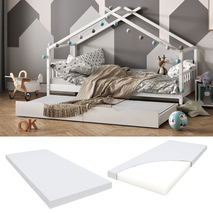 Materasso per bambini 90x190 cm, livello di rigidità H2, colore bianco, Vitalispa 43707