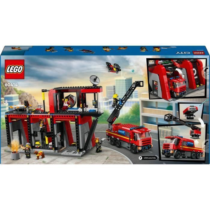 LEGO® 60414 Stadsbrandweerkazerne en brandweerwagen, speelgoedhondje en 5 minifiguren, kindercadeau