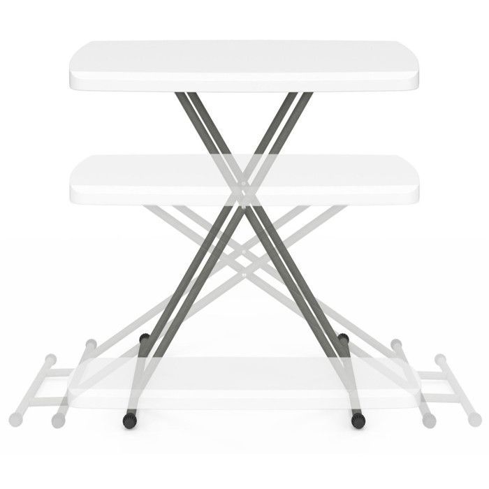 Mesa plegable IDMARKET con 3 posiciones de altura ajustables para camping en interiores y exteriores.