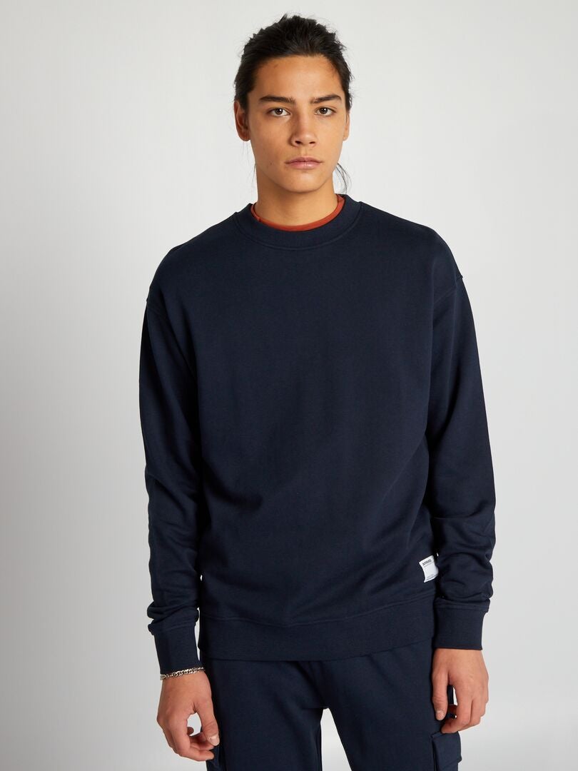 Sudadera de cuello redondo con detalle - AZUL