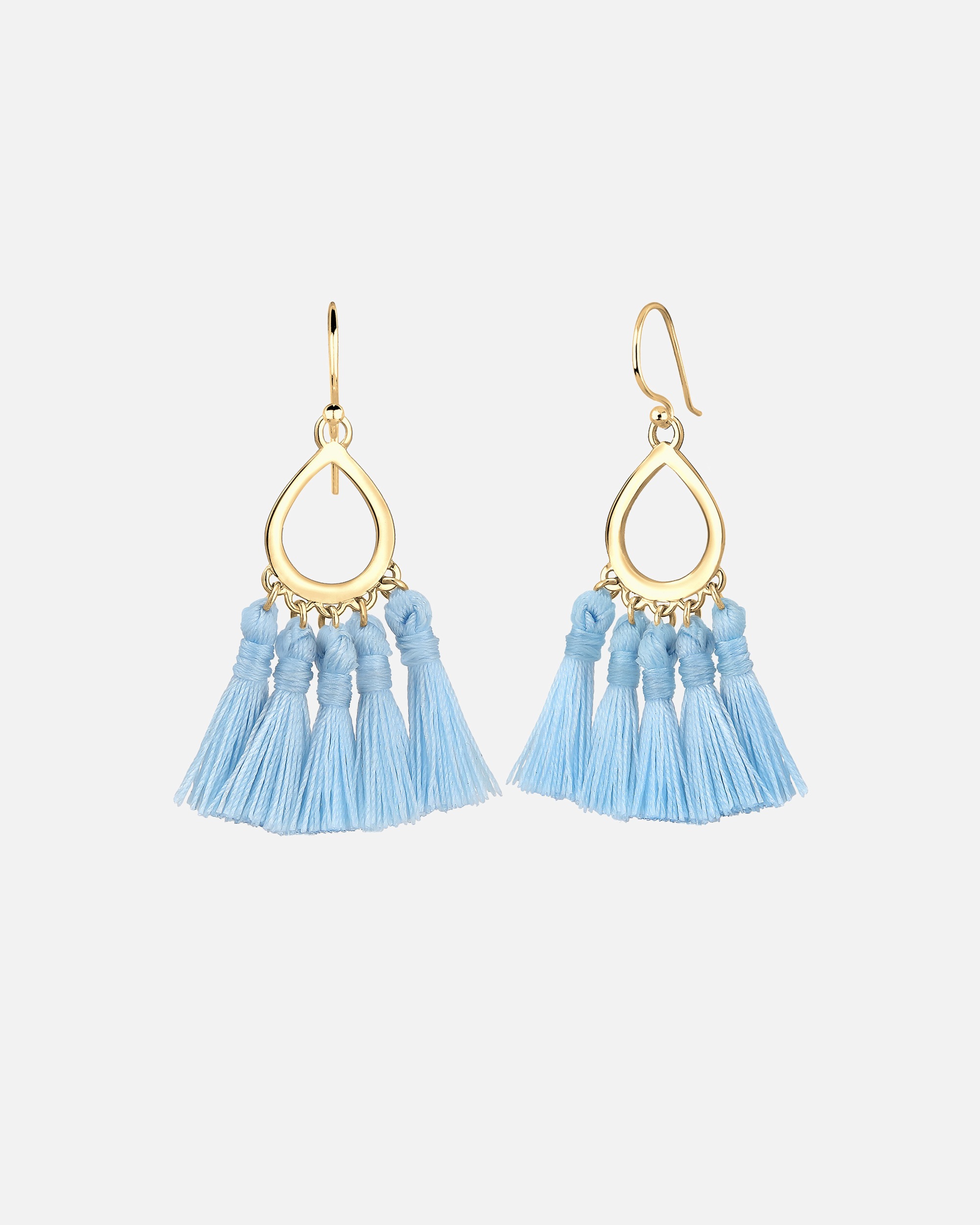 Elli Forme de Goutte Boho Festival Pompon Bleu Boucles d'Oreilles Femme (925/1000) Argent