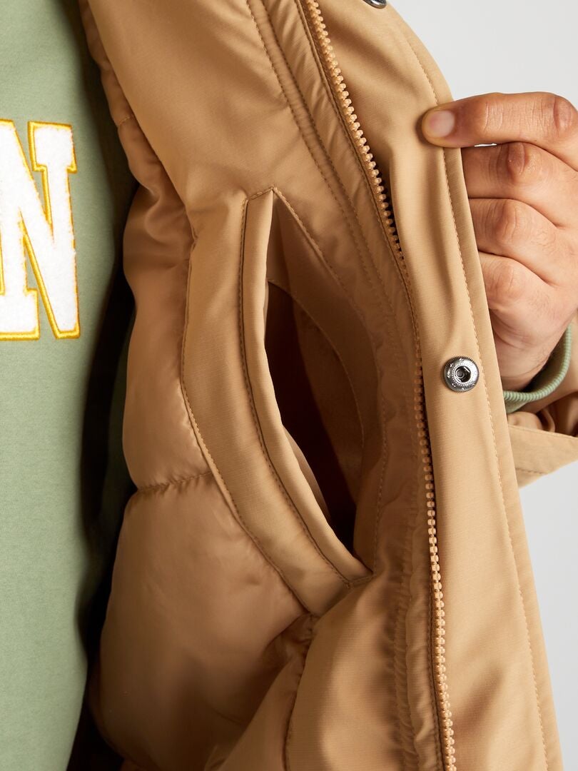 Waterdichte midi parka - BEIGE