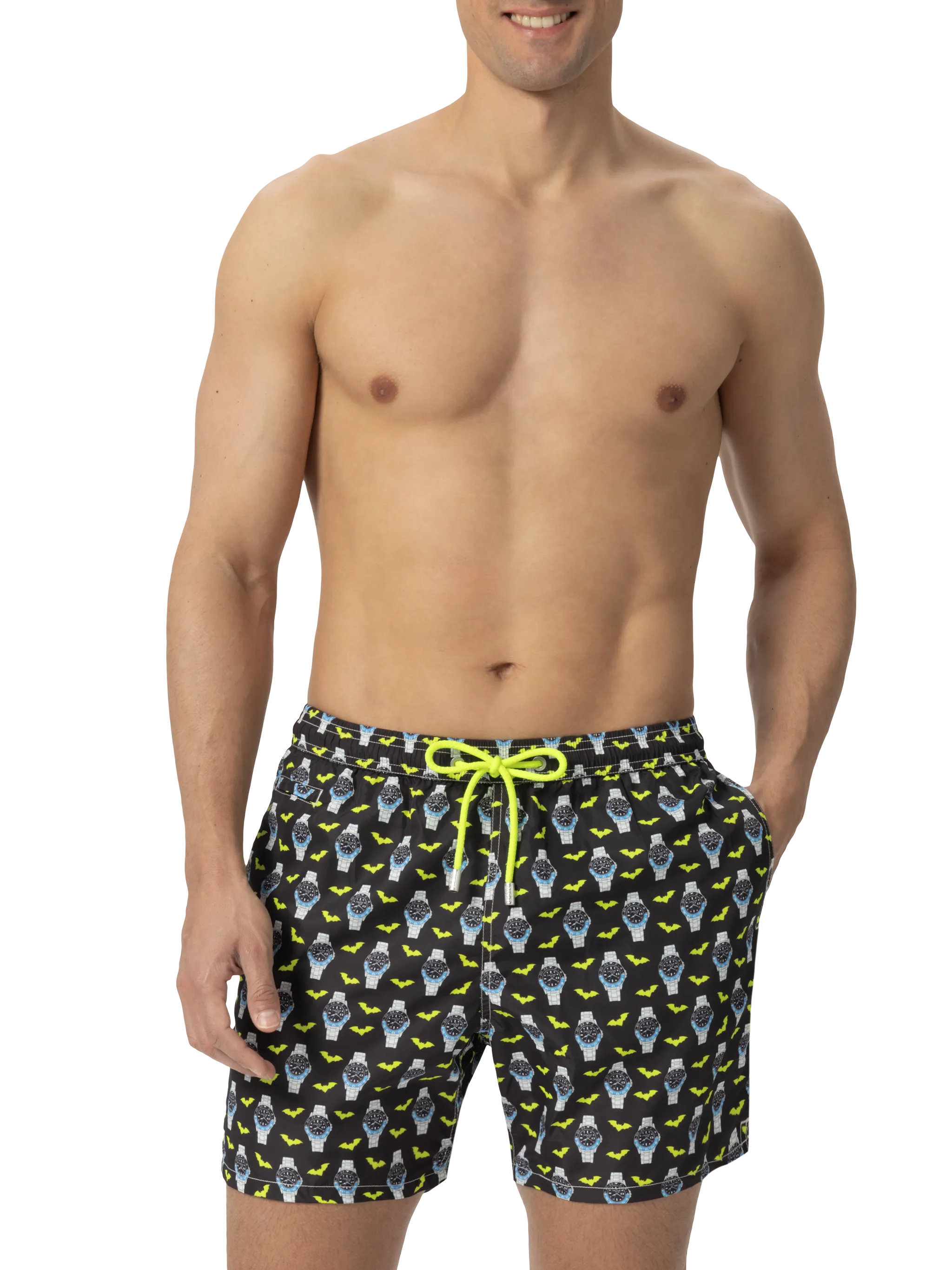 Zwemkleding met verlichtingseffect in lichtgewicht stof met klokprint.