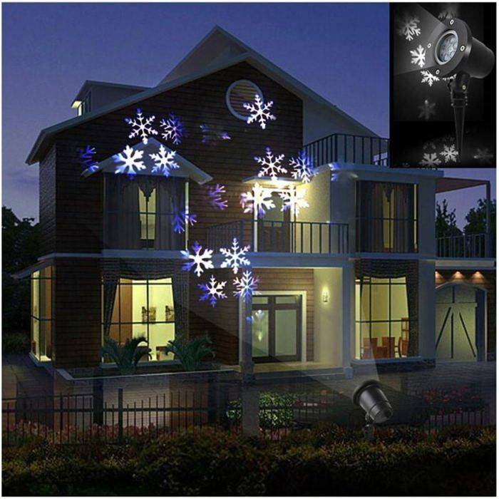 Projecteur Décoration Noël, Flocons Neige Solaire, Chutes Neige Étanche, Lampe Paysage Extérieur Fête Noël