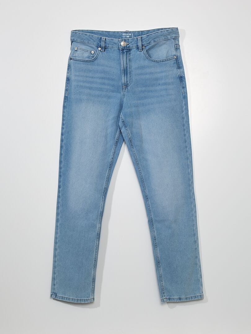 Calça jeans de corte regular com 5 bolsos - Azul jeans claro