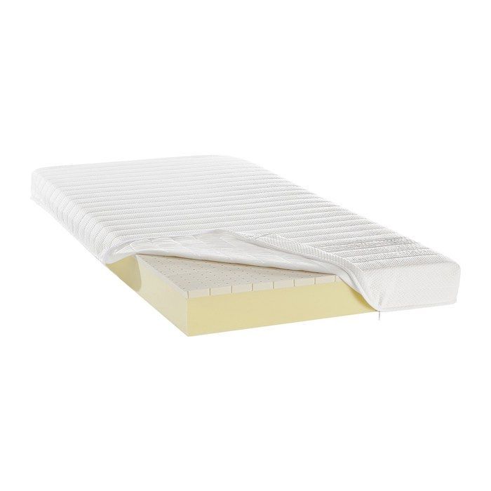 Cama eléctrica de relajación con base de láminas y colchón de látex confort - 2 x 70 x 190 cm - Blanca - ETHER by YSMÉE