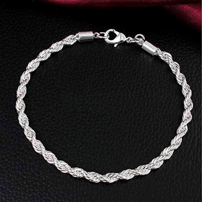 Bracciale GONIZ in argento da donna - design geometrico a serpente intrecciato - argento sterling 925