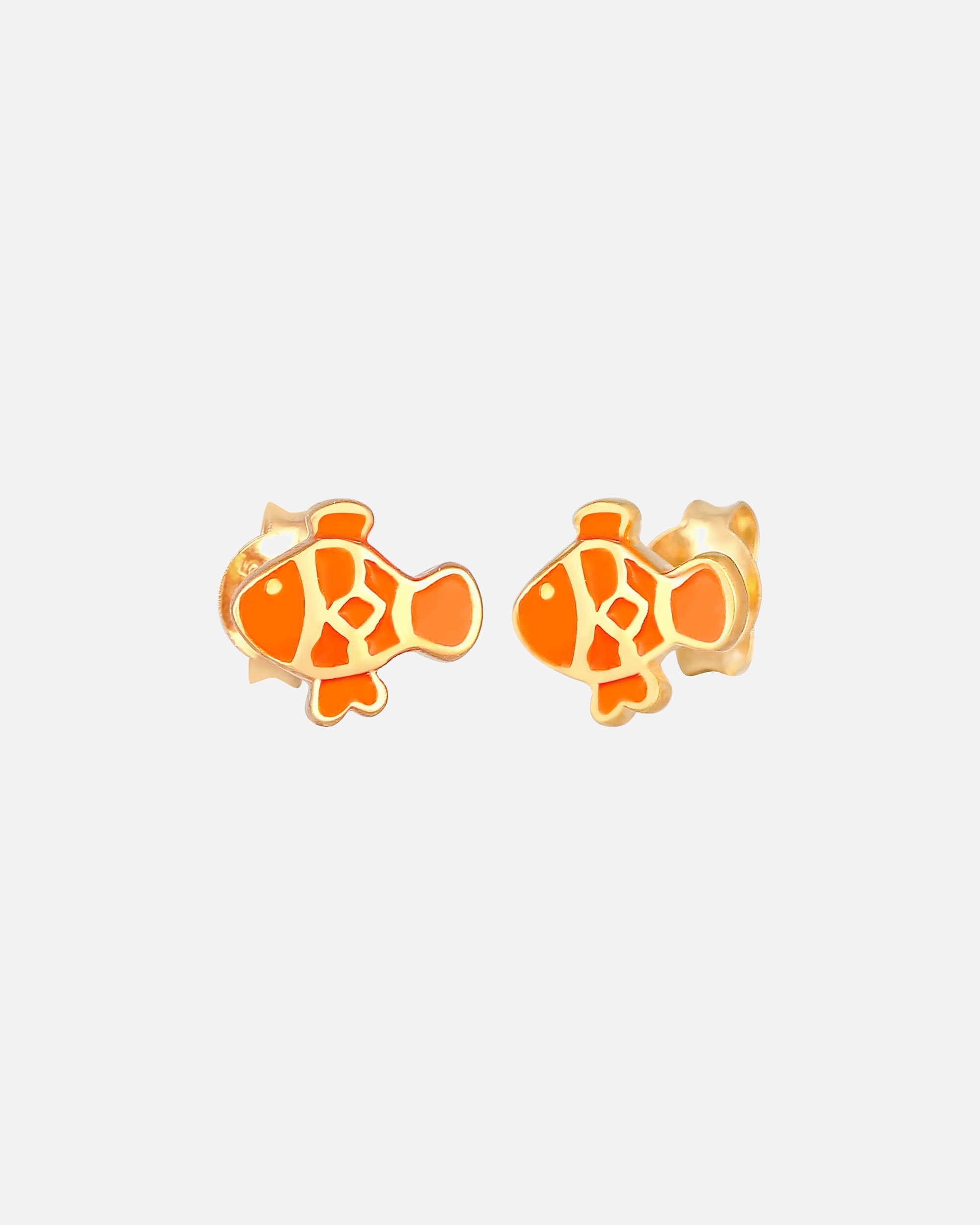 Elli Boucles d'oreilles enfant poisson été coloré avec émail en argent sterling 925 plaqué or
