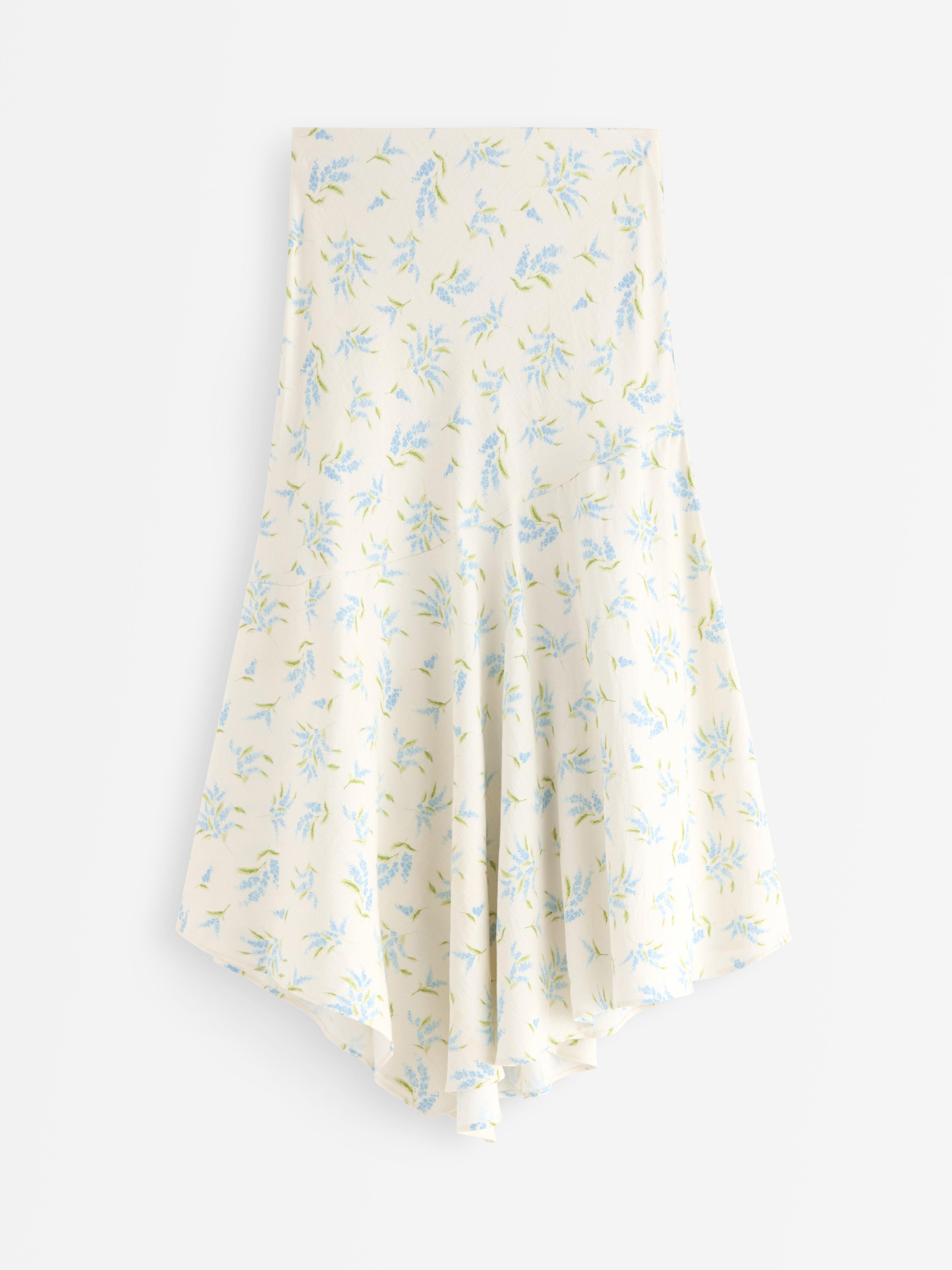 Saia de tecido plano em viscose off-white