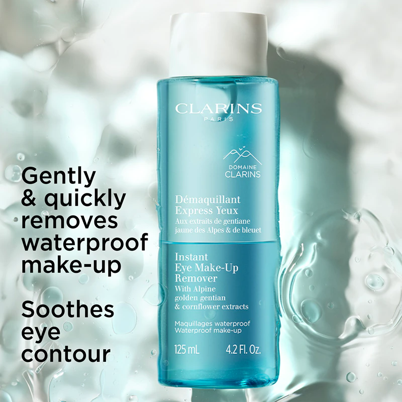 Clarins Cleansing Instant Eye Make-Up Remover ist ein zweiphasiger Augen-Make-up-Entferner für empfindliche Augen.