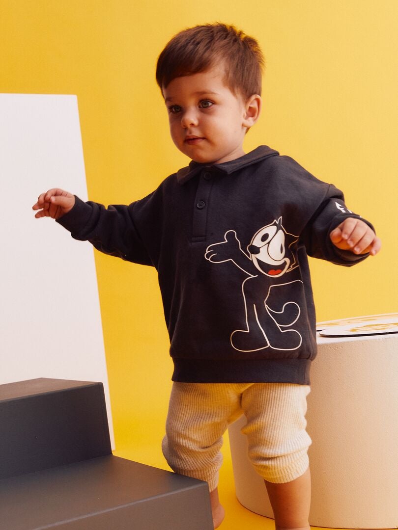 Bedrukte sweater - ZWART
