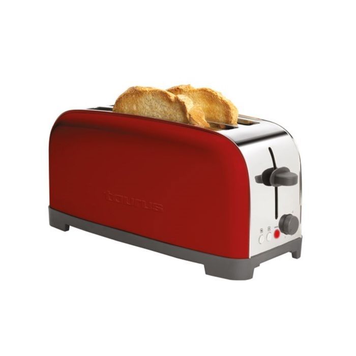 Tostadora - TAURUS - Rojo Vintage - 2 ranuras extralargas - 6 niveles de tostado - 1400 W