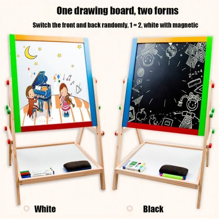 Tableau Dessin Double Face Magnétique Réglable Chevalet Enfant Avec Stylo 35.5x30.5cm