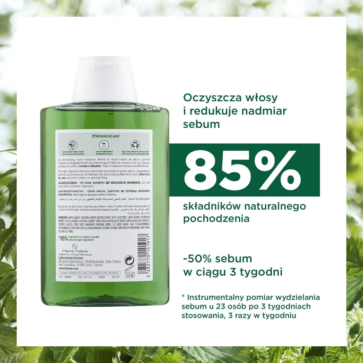 Klorane Szampon na bazie wyciągu z pokrzywy, 200 ml