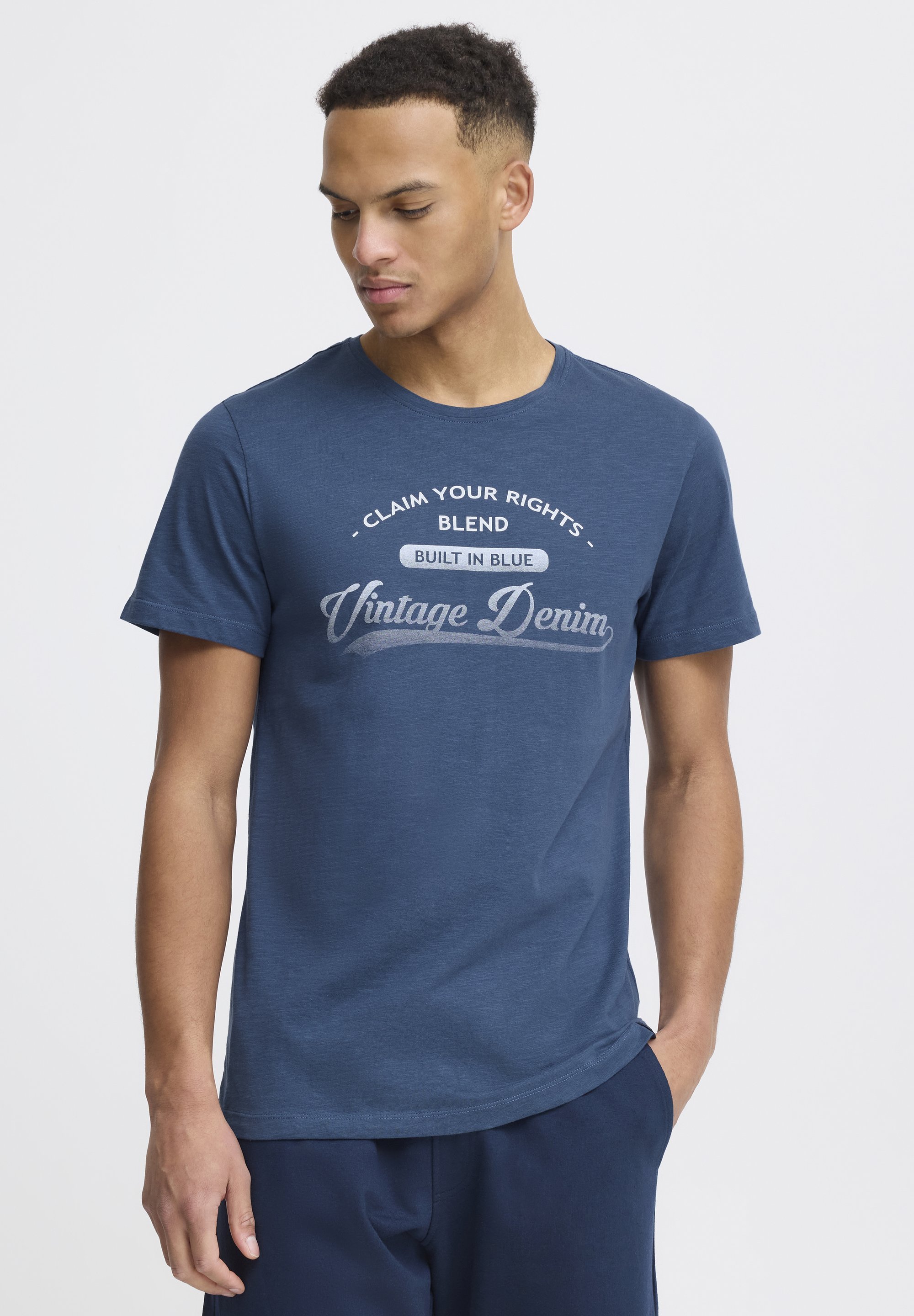 Blend BHPILLO - Koszulka z nadrukiem - ciemny denim