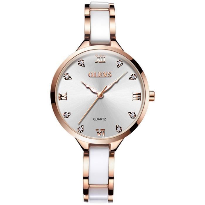 Montre femme de marque diamant bracelet en céramique étanche blanc grâce tempérament cadeau de qualité