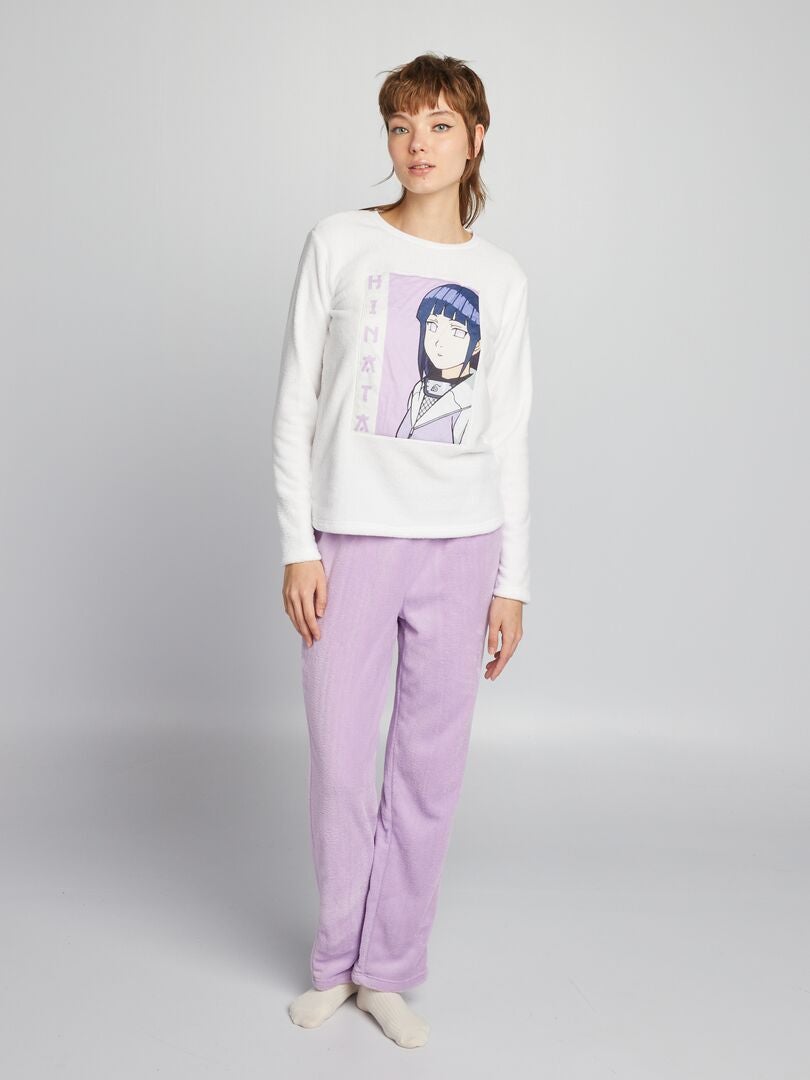 Pijama de lã polar 'Hinata' - 2 peças - BRANCO