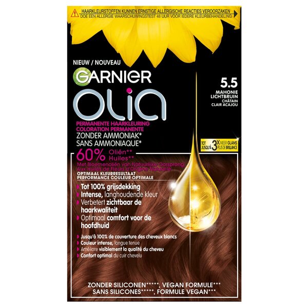 Vopsea de păr permanentă Garnier Olia 5.5 Mahogany Șaten Deschis