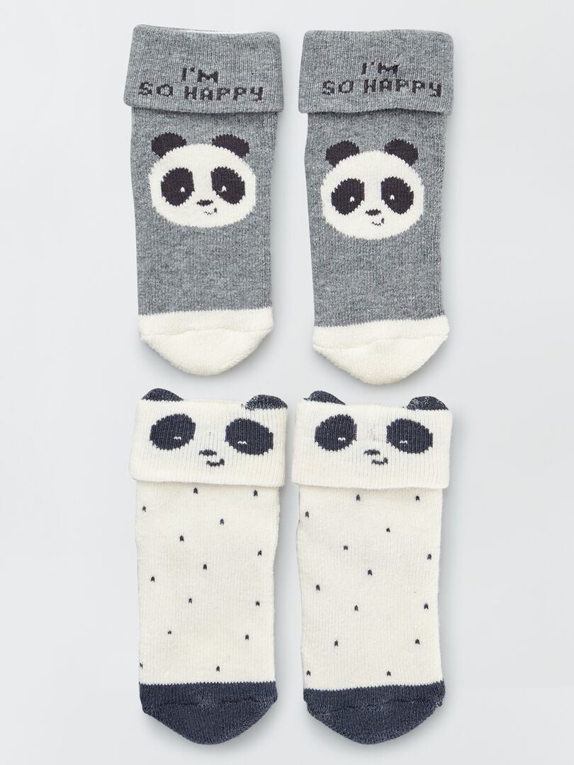 Conjunto de 2 pares de meias - Branco/Cinza