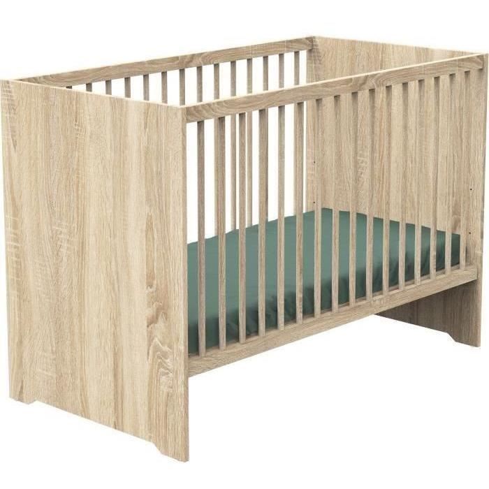 Conjunto de cuna y cambiador MONTANA Baby Room Duo - 120x60 cm + cambiador de 2 cajones con acabado en roble dorado - SAUTHON