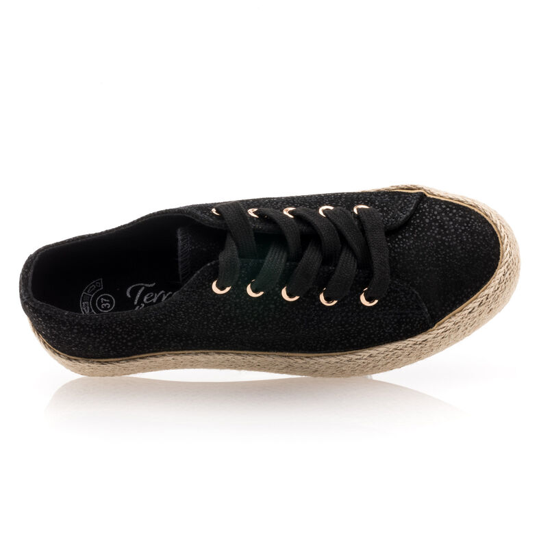 Svarte espadriller med tausåler til dame