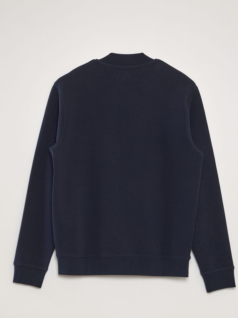 Gebreide sweater met rits - BLAUW