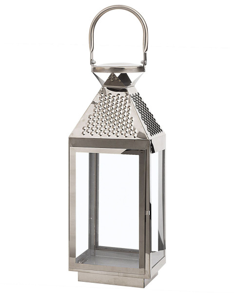 Lampion dekoracyjny 40 cm metal srebrny