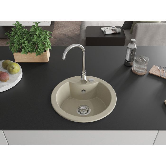Lavello singolo in granito Mexen Diego, 488 x 480 mm, beige - 6512481000-69