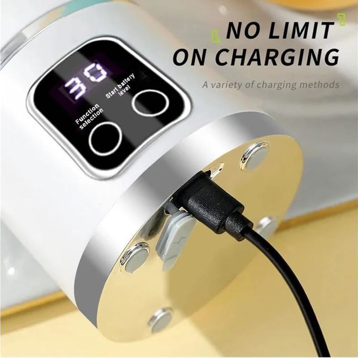 Extracteur de jus portable rechargeable par USB – Mini mixeur avec 12 lames, trois modes, facile à nettoyer, jus frais