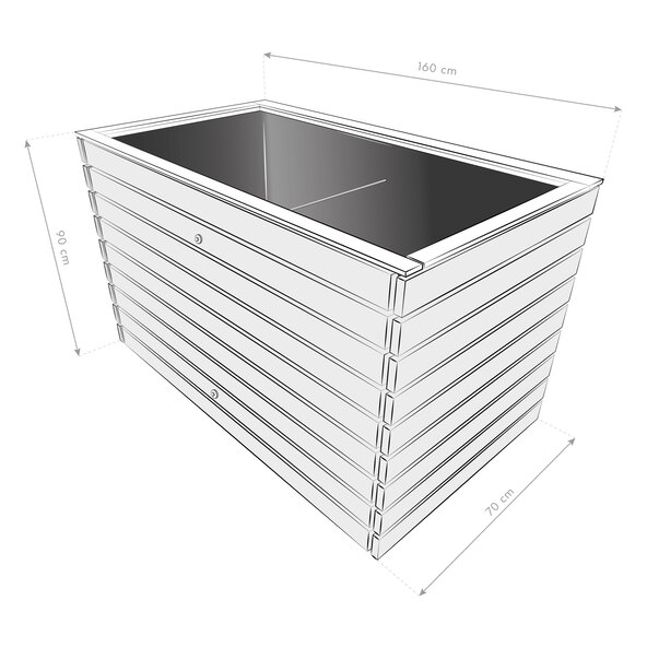 Verhoogd houten plantenbed Asket Natur, XL 160 x 70 x 90 cm