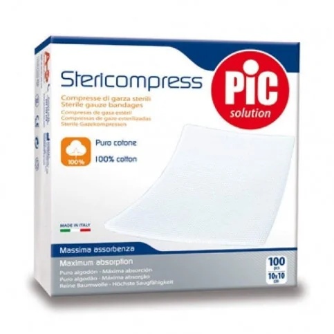 PIC Stericompress Gaze-Kompressen 10x10 cm, 100 Stück, steril und hypoallergen